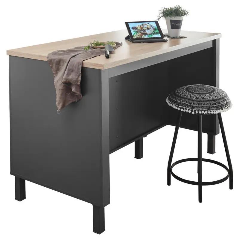 K&uuml;cheninsel in Anthrazit, Sonoma Eiche