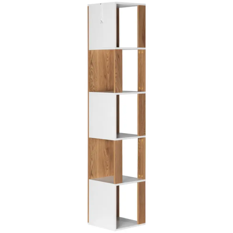 Eckregal in 34/185/34 cm Naturfarben, Wei&szlig;