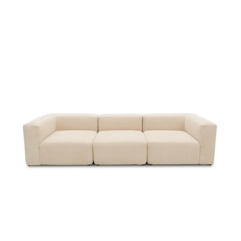 3-Sitzer-Sofa in Cord, Mikrofaser Creme