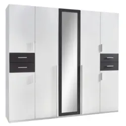 Dreht&uuml;renschrank in Graphitfarben, Wei&szlig;