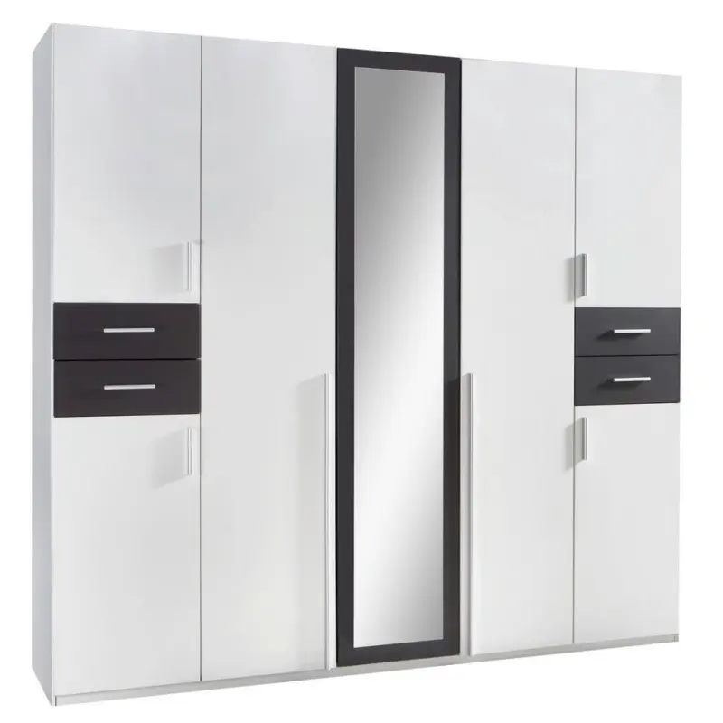 Dreht&uuml;renschrank in Graphitfarben, Wei&szlig;