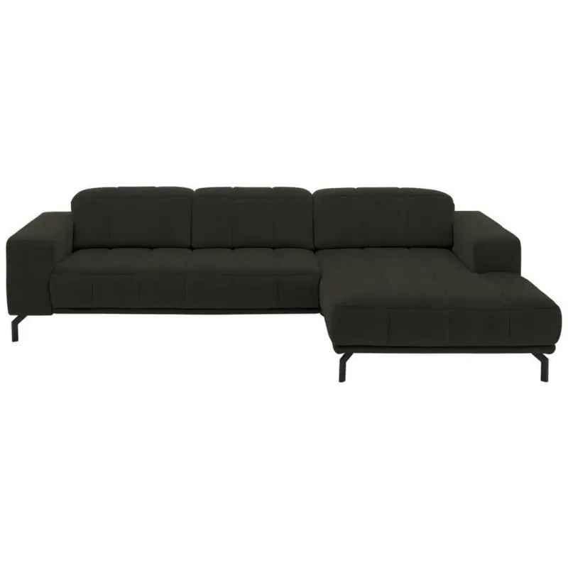 Ecksofa in Velours Olivgr&uuml;n 293/195 cm