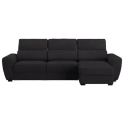 Ecksofa in Mikrofaser Schwarz
