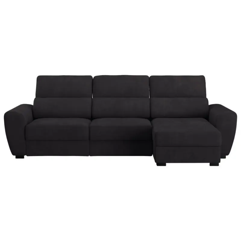 Ecksofa in Mikrofaser Schwarz