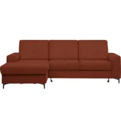 Ecksofa in Velours Rostfarben