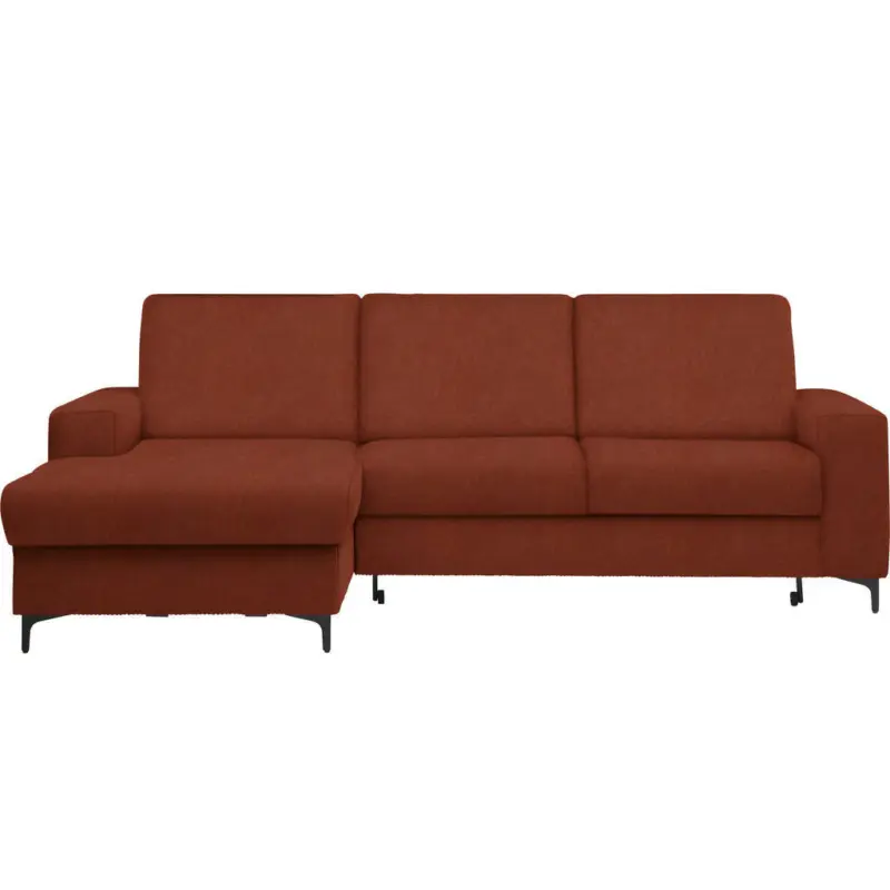 Ecksofa in Velours Rostfarben