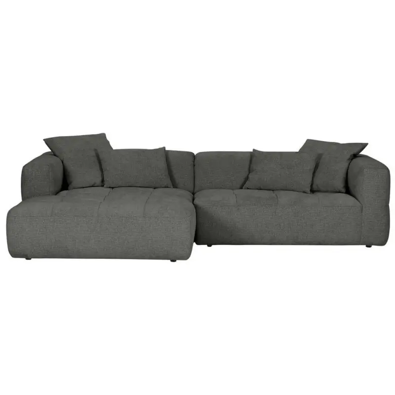 Ecksofa in Flachgewebe Schwarz 170/280 cm