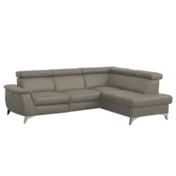 Ecksofa in Lederlook Echtleder Schlammfarben 257/197 cm