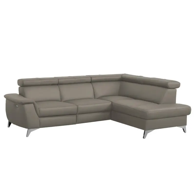 Ecksofa in Lederlook Echtleder Schlammfarben 257/197 cm