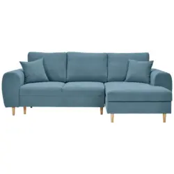 Ecksofa in Webstoff Blau 240/145 cm