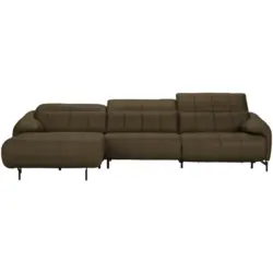 Ecksofa in Echtleder Taupe 165/313 cm
