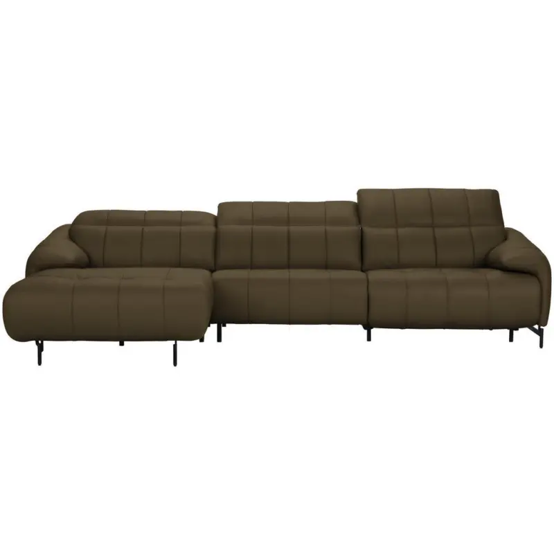 Ecksofa in Echtleder Taupe 165/313 cm