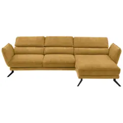 Ecksofa Valdera in Velours Currygelb 283/153 cm