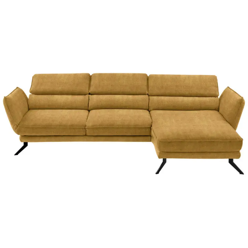 Ecksofa Valdera in Velours Currygelb 283/153 cm