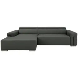 Ecksofa DUA in Echtleder Anthrazit 170/293 cm