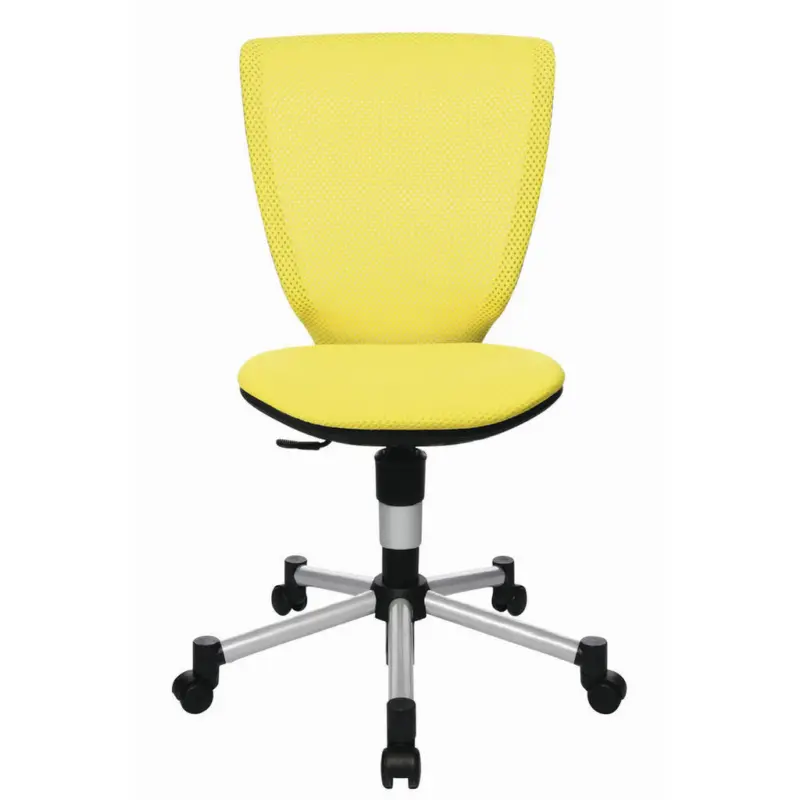 Jugenddrehstuhl in Netzbespannung Gelb, Schwarz, Silberfarben