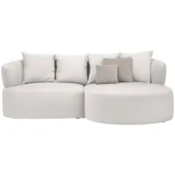 Ecksofa in Pl&uuml;sch Creme 235/166 cm