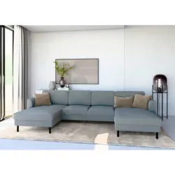 Wohnlandschaft in Cord Dunkelgrau