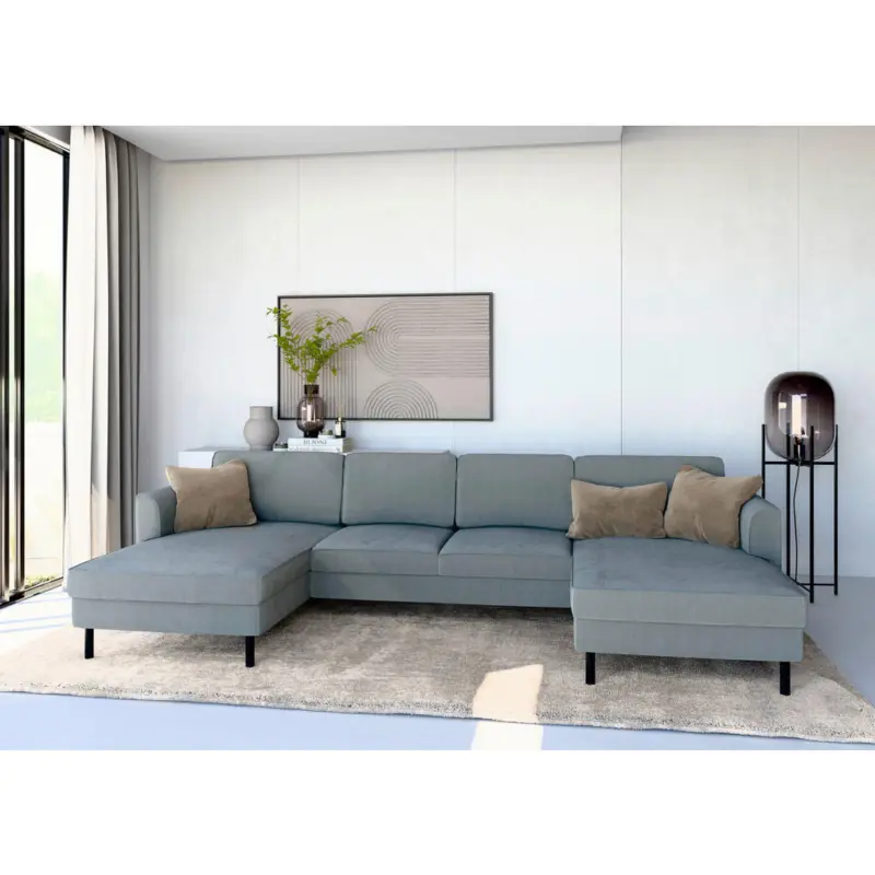 Wohnlandschaft in Cord Dunkelgrau