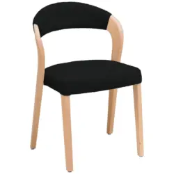 Stuhl in Holz, Textil Schwarz, Wildeiche