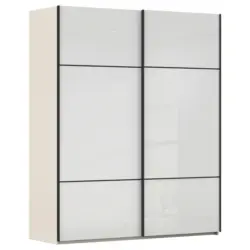 Schwebet&uuml;renschrank in Wei&szlig;, Champagner