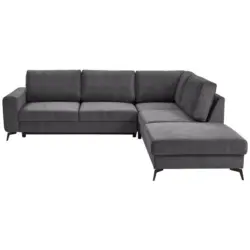 Ecksofa in Chenille Dunkelgrau 275/257 cm