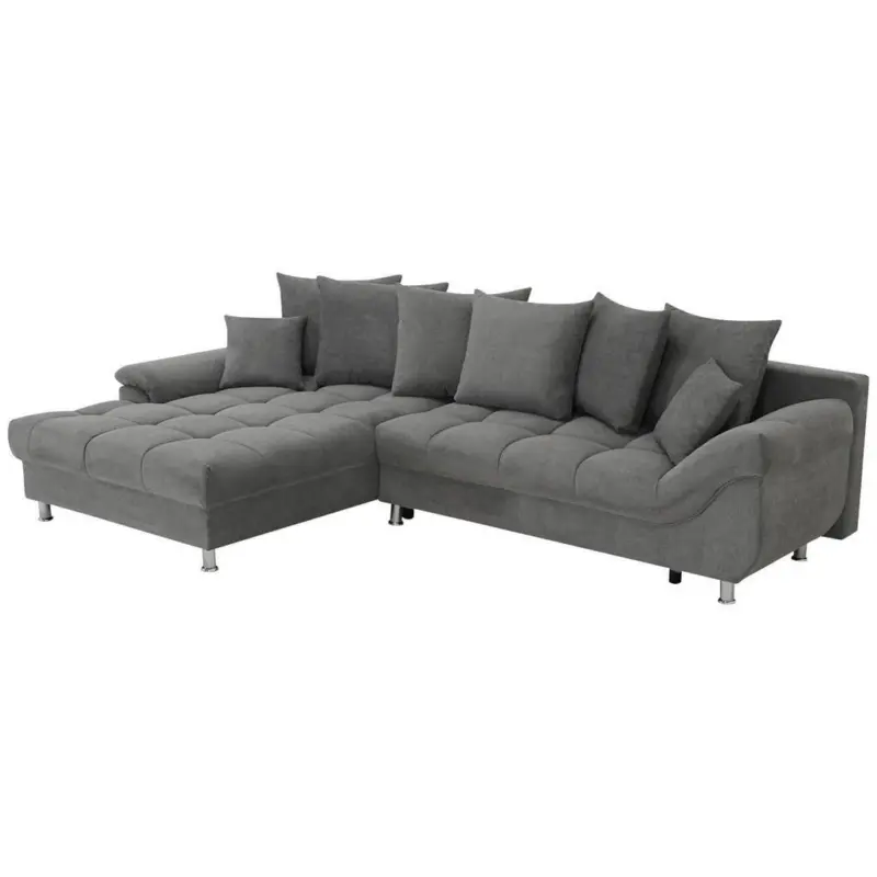 Ecksofa Erice in Flachgewebe, Mikrofaser Dunkelgrau 198/312 cm