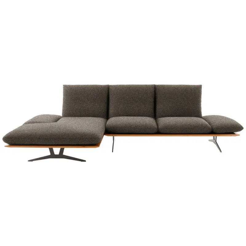 Ecksofa in Flachgewebe Dunkelbraun 159/314 cm