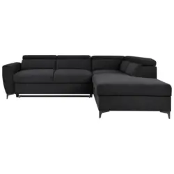 Ecksofa in Velours Schwarz