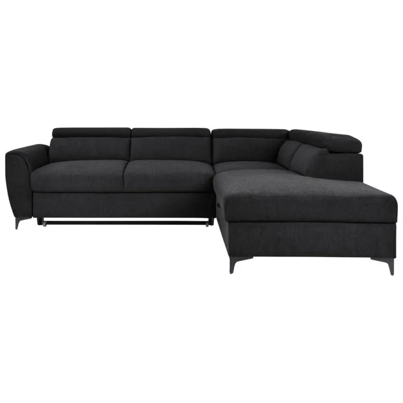 Ecksofa in Velours Schwarz