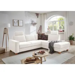 Ecksofa in Flachgewebe Creme 236/213 cm