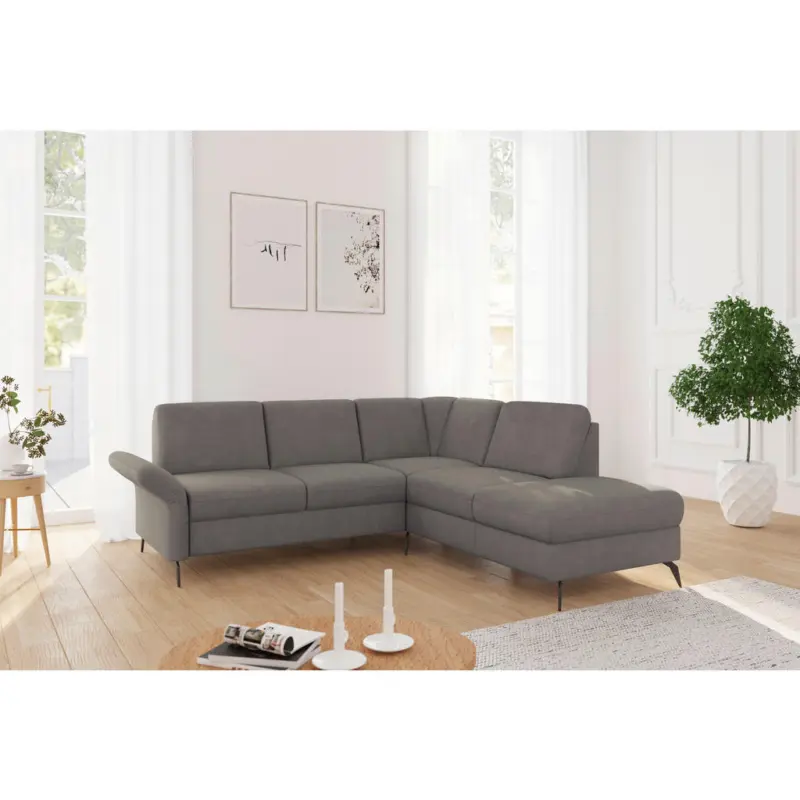 Ecksofa Rochelle E in Flachgewebe Schlammfarben 240/216 cm