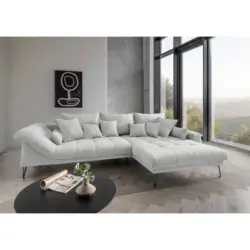 Ecksofa in Mikrofaser Wei&szlig; 310/192 cm