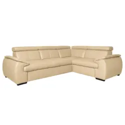 Ecksofa in Echtleder Beige 265/193 cm