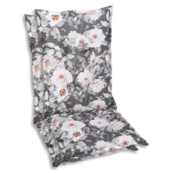 Sesselauflagenset in Anthrazit, Wei&szlig; Blume