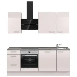 K&uuml;chenleerblock 210 cm in Schieferfarben, Hellgrau