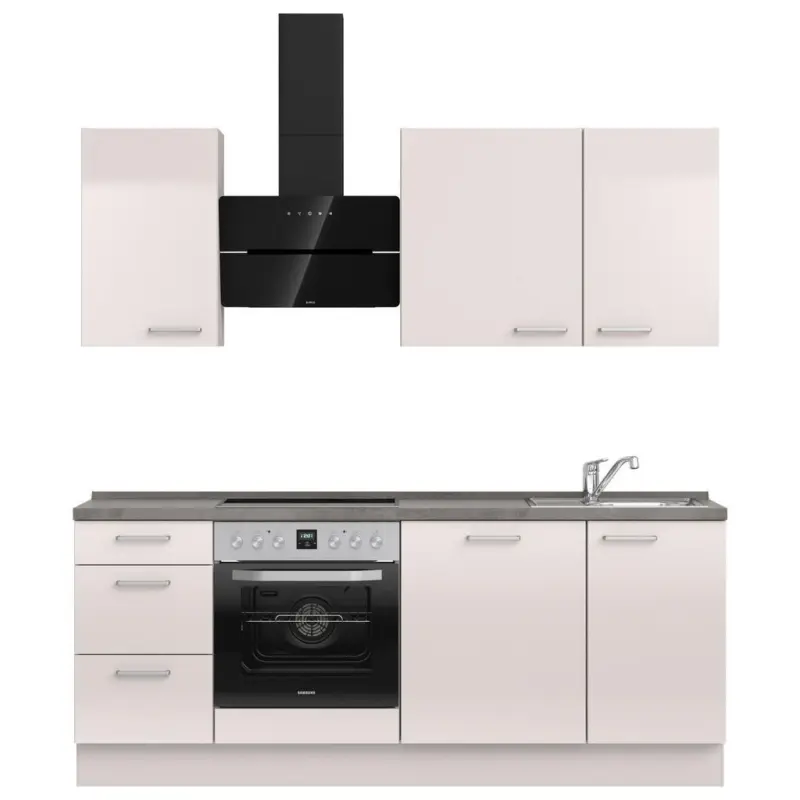 K&uuml;chenleerblock 210 cm in Schieferfarben, Hellgrau