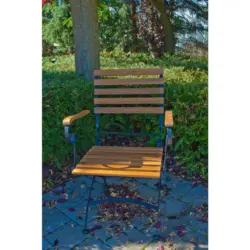 Gartenklappsessel-Set in Holz, Metall Anthrazit, Akaziefarben