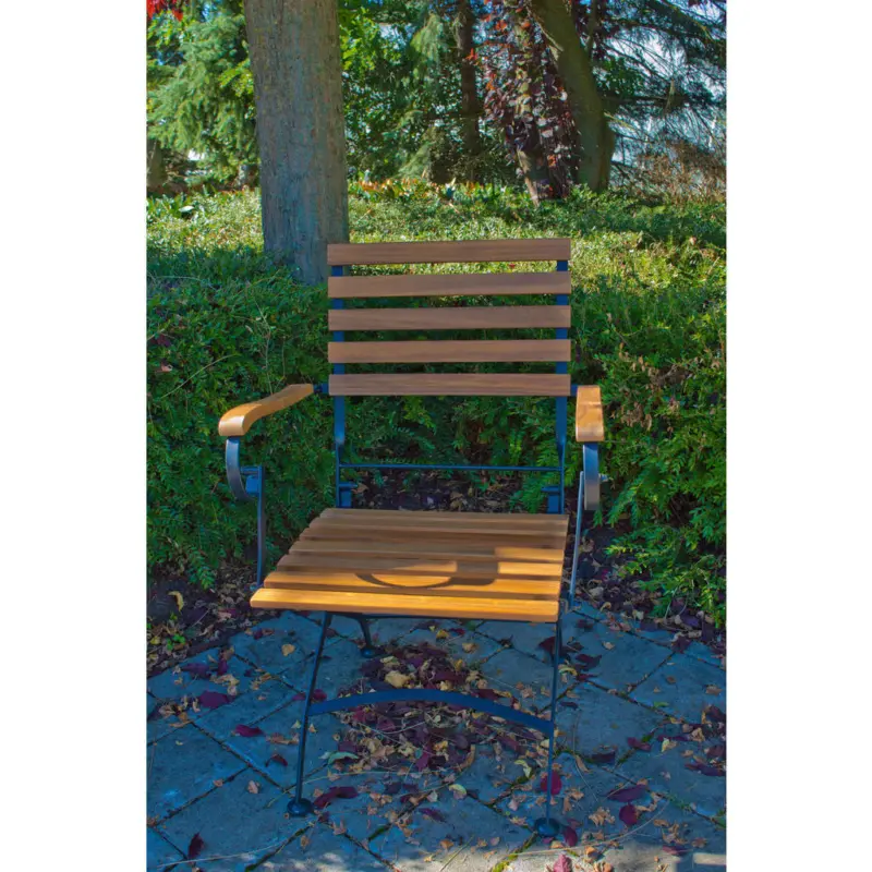 Gartenklappsessel-Set in Holz, Metall Anthrazit, Akaziefarben