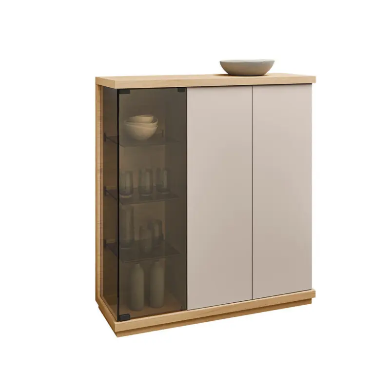 Highboard Rosa, Eichefarben, Beige 117/128/38 cm