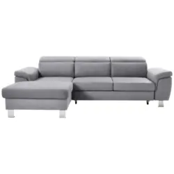 Ecksofa in Webstoff Hellgrau 167/250 cm