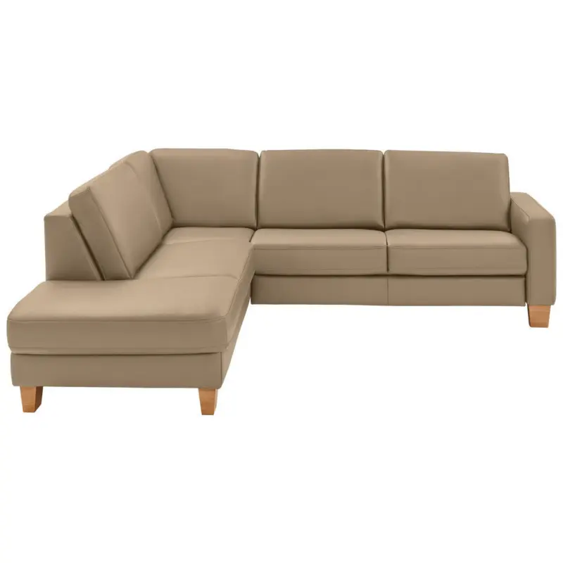 Ecksofa Valdera in Echtleder Greige 235/257 cm