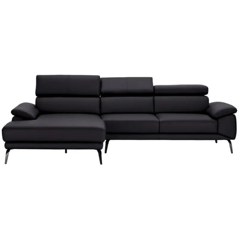 Ecksofa in Echtleder Dunkelbraun 187/295 cm