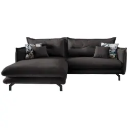 Ecksofa in Velours Anthrazit 180/255 cm