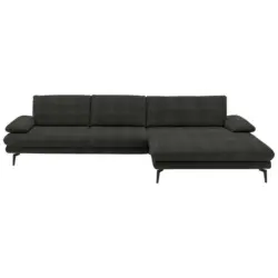 Ecksofa in Velours Dunkelgrau 310/180 cm