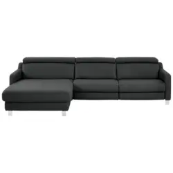 Ecksofa in Echtleder Anthrazit 176/291 cm