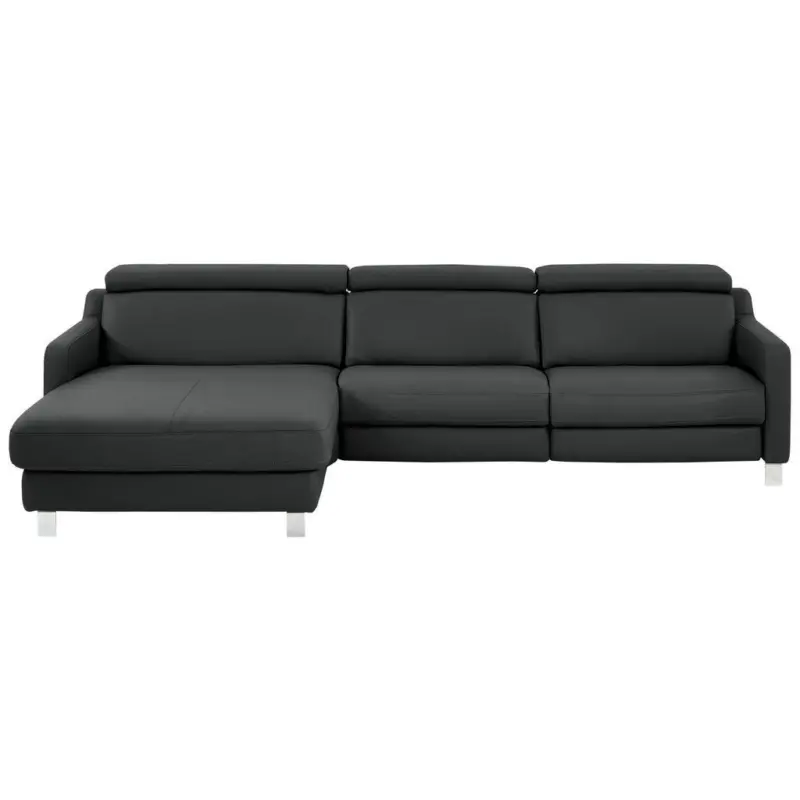 Ecksofa in Echtleder Anthrazit 176/291 cm
