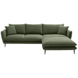 Ecksofa in Webstoff Gr&uuml;n 304/196 cm