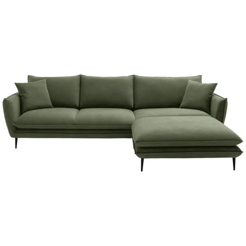 Ecksofa in Webstoff Gr&uuml;n 304/196 cm