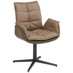 Armlehnstuhl Sitzfl&auml;che 360&deg; drehbar Webstoff Echtleder
